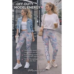 OFF DUTY MODEL vibes Adidas XS‎ Leggings Marble Print Activewear Athleisure